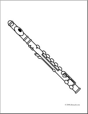 Clip art flute coloring page i