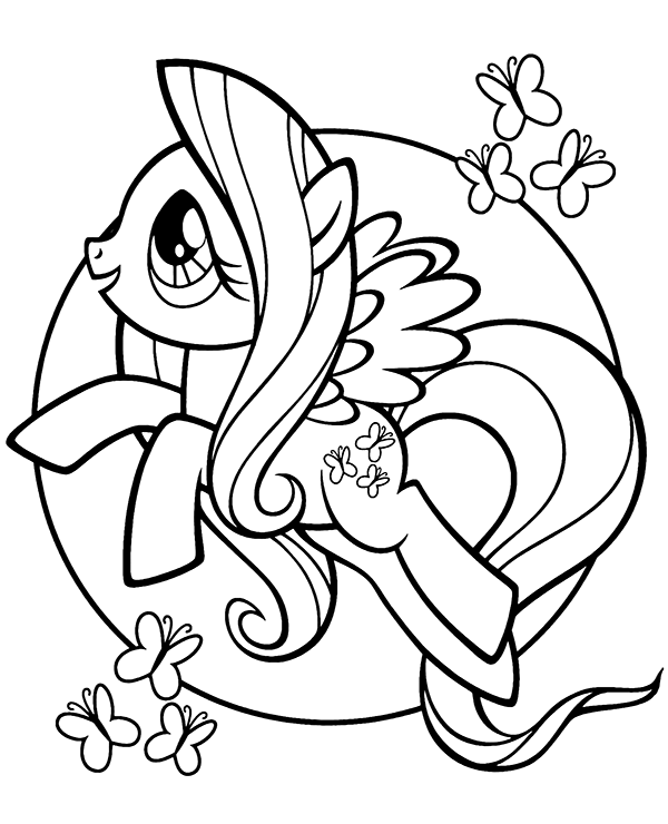 Cute fluttershy coloring page my little pony