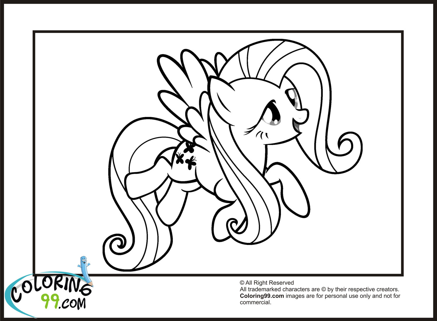 My little pony fluttershy coloring pages team colors