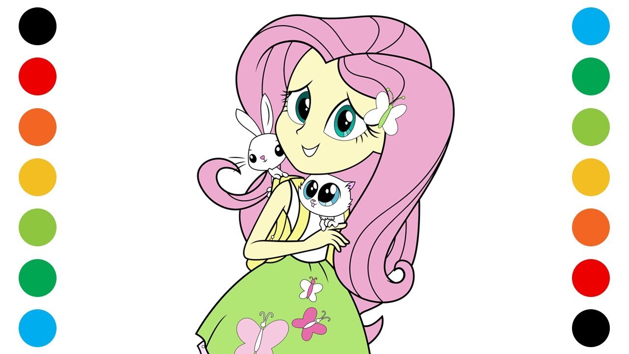 My little pony equestria girls fluttershy coloring pages for kids digital coloring