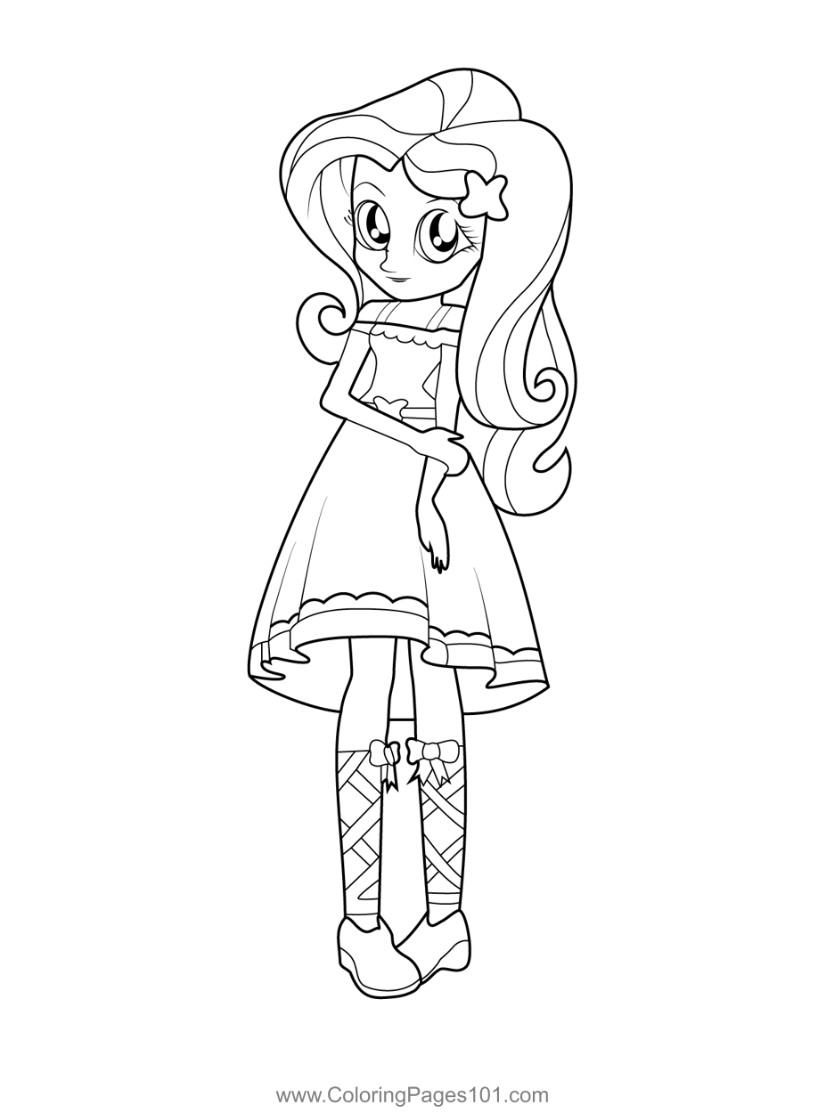 Fluttershy human my little pony equestria girls coloring page for kids