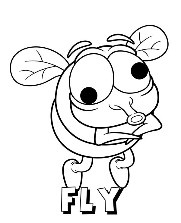 Housefly coloring page cartoon style