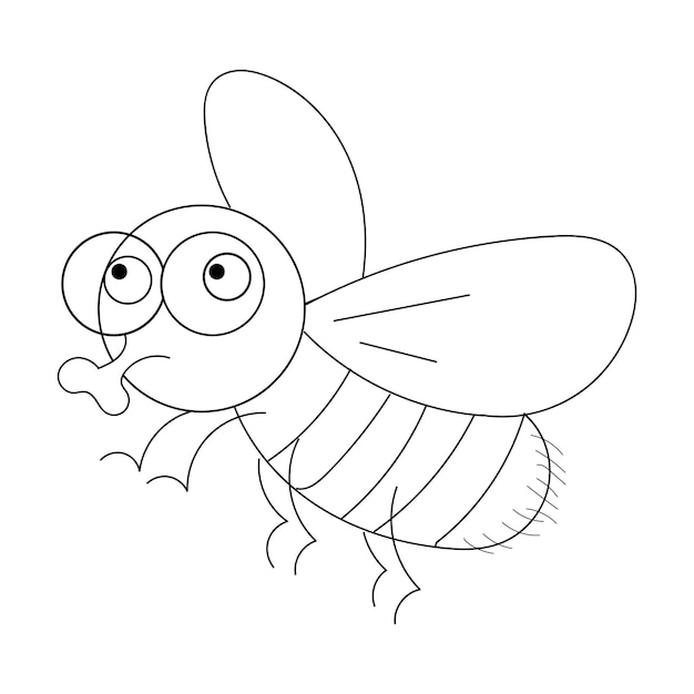 Premium vector fly coloring page