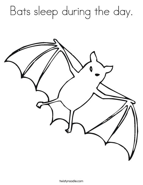 Bats sleep during the day coloring page