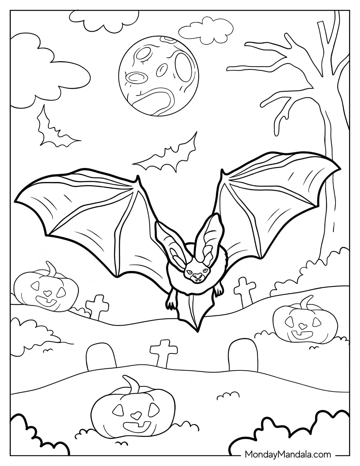 Bat coloring pages free pdf printables