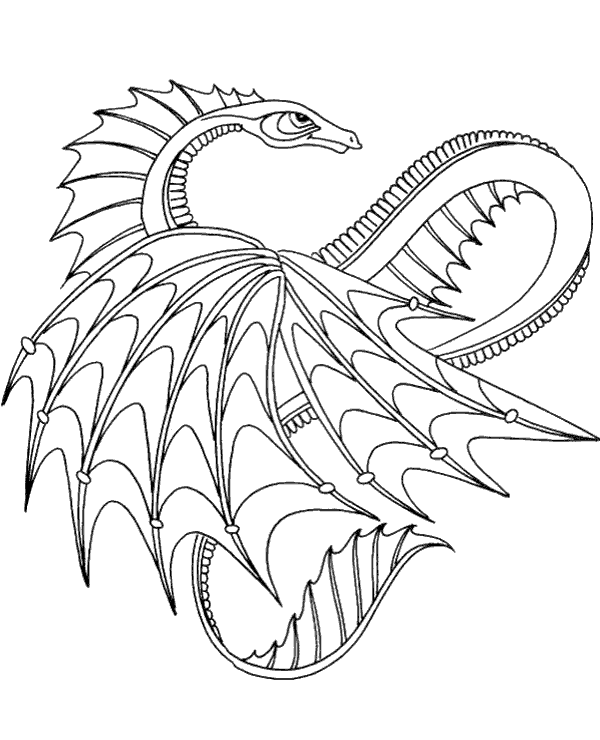 Easy relaxing coloring sheet dragon