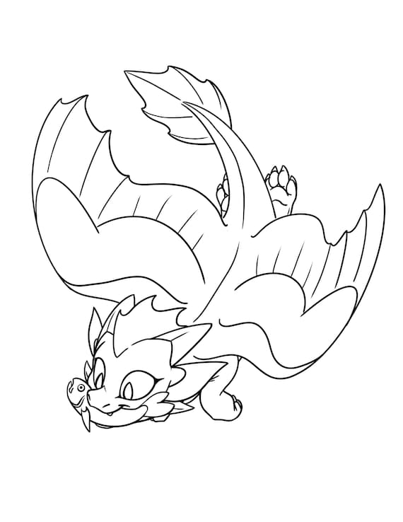 Young flying dragon coloring page