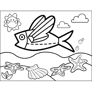 Flying fish coloring page