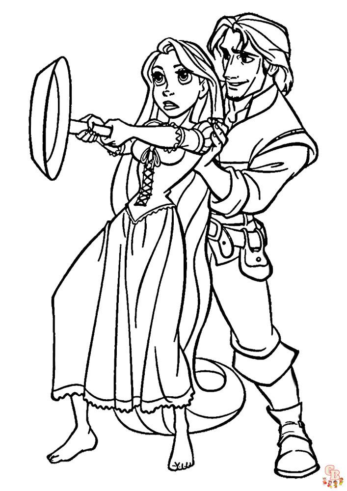 Fun and free flynn and rapunzel coloring pages for kids