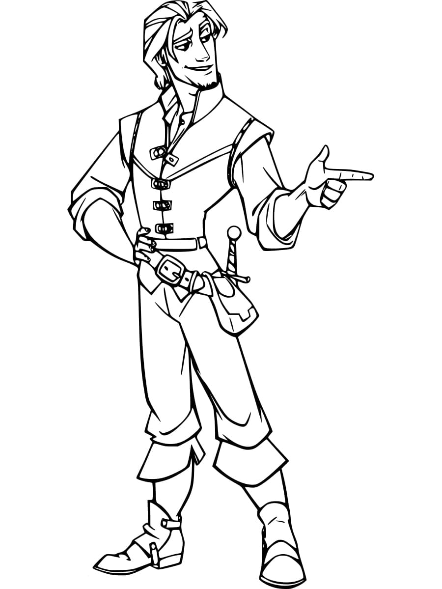 Flynn rider from tangled coloring page