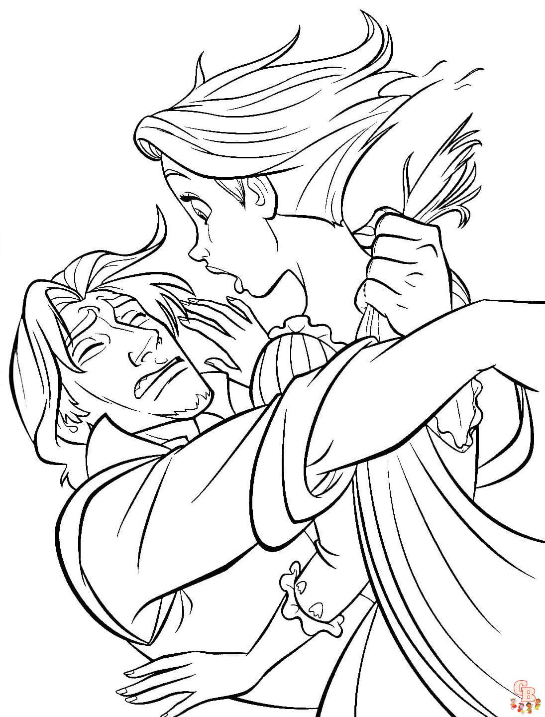 Fun and free flynn and rapunzel coloring pages for kids