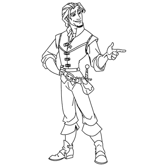 Flynn rider tangled digital files svgpdfpngjpeg princess coloring pageskids coloring pages