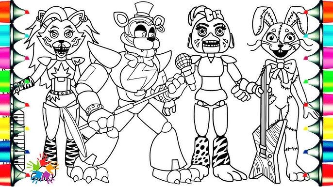 Five nights at freddys new coloring pages how to color moondrop sundrop and puppet ncs music