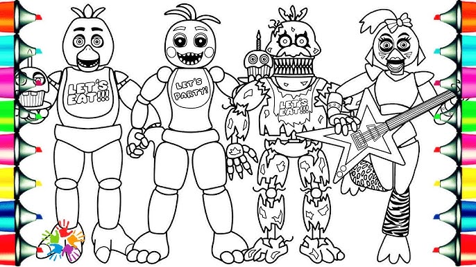 Five nights at freddys new coloring pages how to color fnaf withered animatronics ncs music