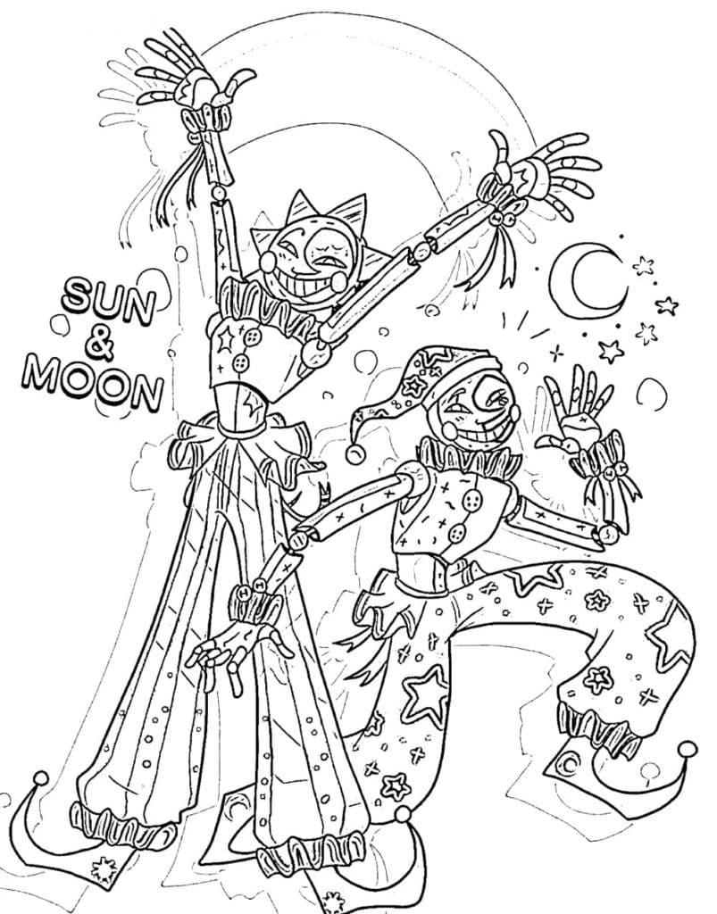 Sun and moondrop fnaf coloring page