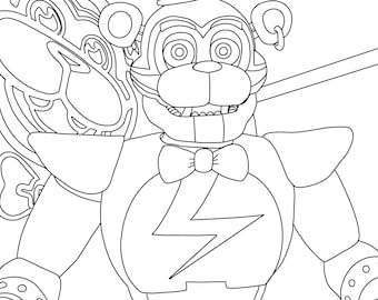 A digital downloadable adult colouring page five nights at freddys freddy fasbear security breach