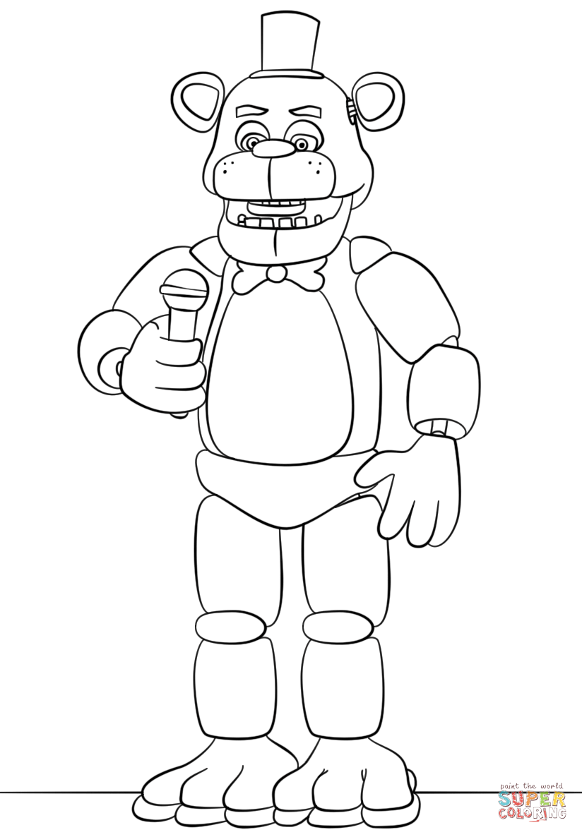 Freddy fazbear coloring page free printable coloring pages