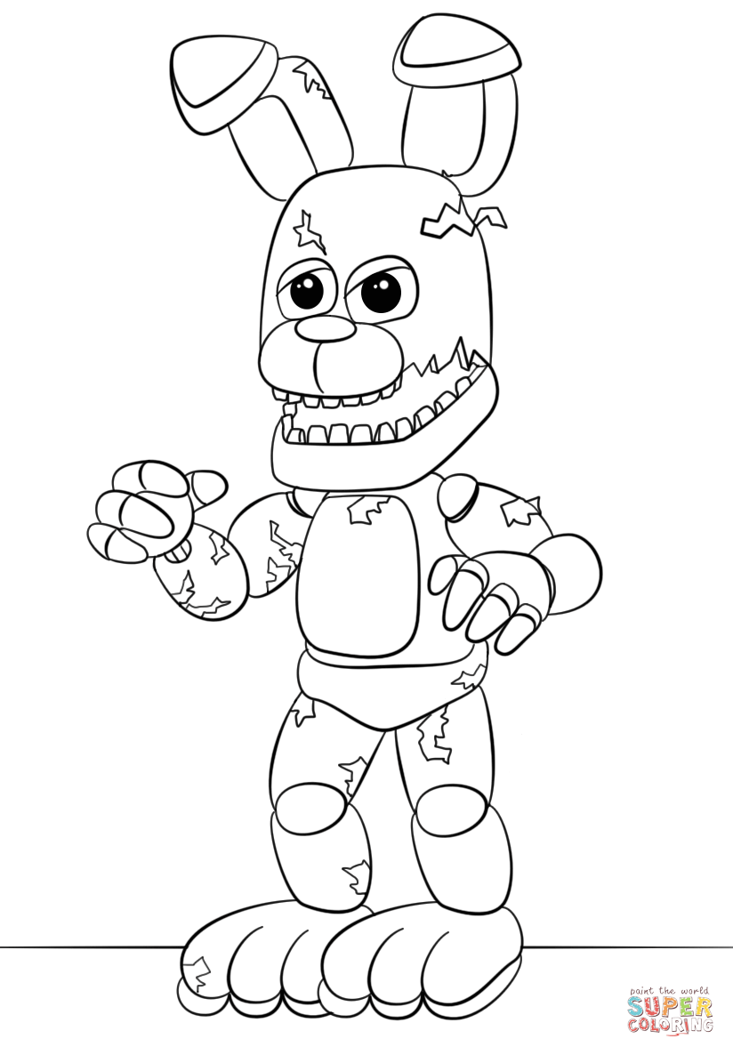 Fnaf springtrap coloring page free printable coloring pages