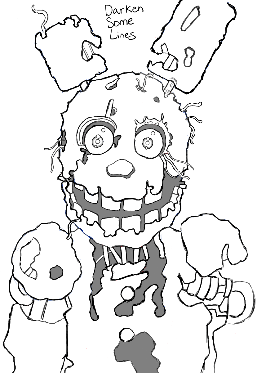 How to draw springtrap from five nights at freddys step by step drawing tutorial