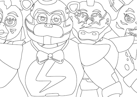 X fnaf digital colouring pages original hand