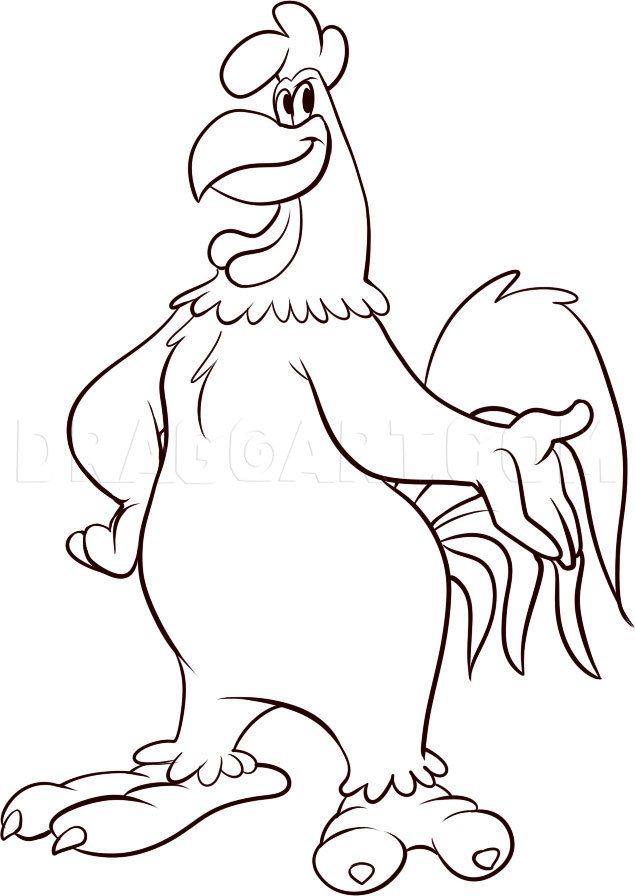 How to draw foghorn leghorn step by step drawing guide by dawn cartoon character tattoos cartoon drawings cartoon coloring pages