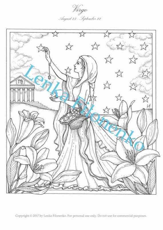 Coloring page for adults arts coloring page virgo zodiac