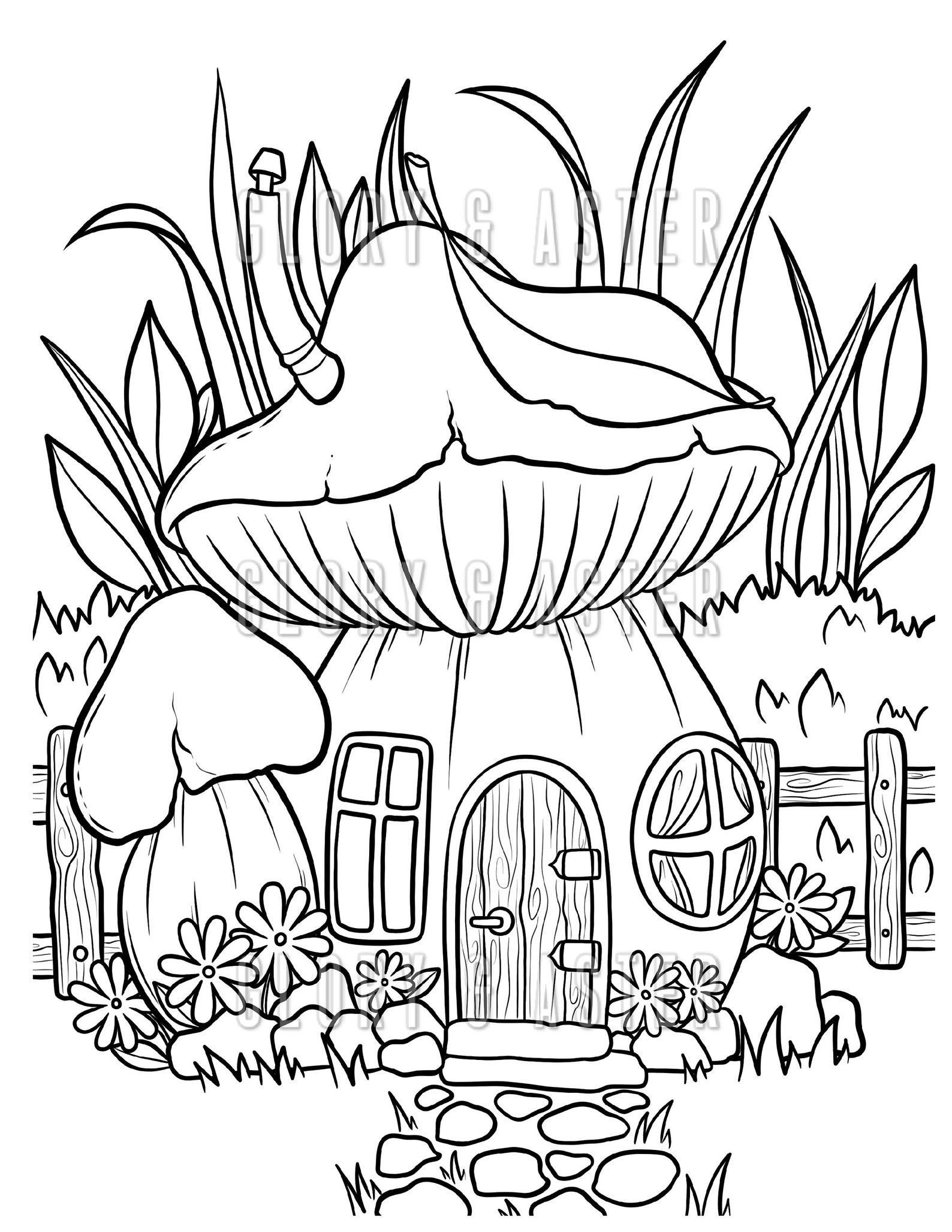 Mushroom fairy house coloring page coloring sheets magic