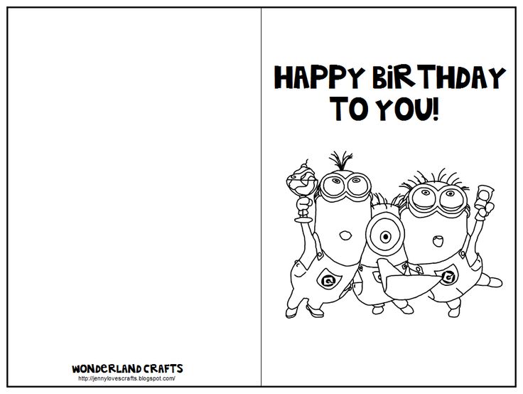 Wonderland crafts free printable birthday cards coloring birthday cards minion birthday card