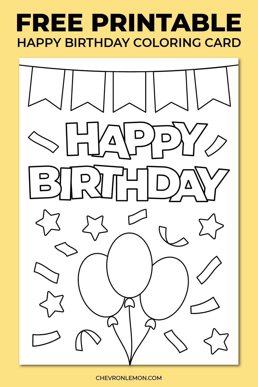 Printable happy birthday coloring card