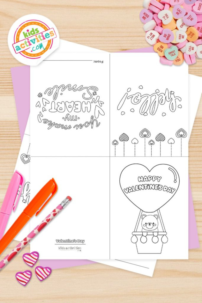 Cute valentine coloring cards