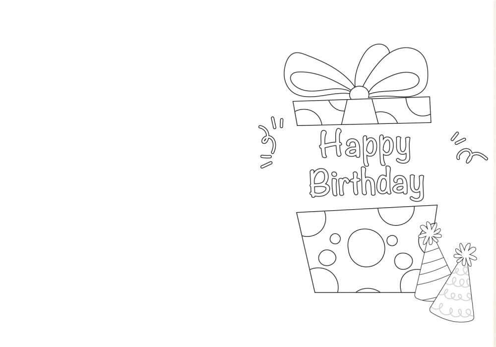 Free happy birthday printable coloring cards