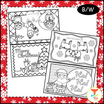 Christmas cards foldable craft and coloring printable by smart as a fox designs