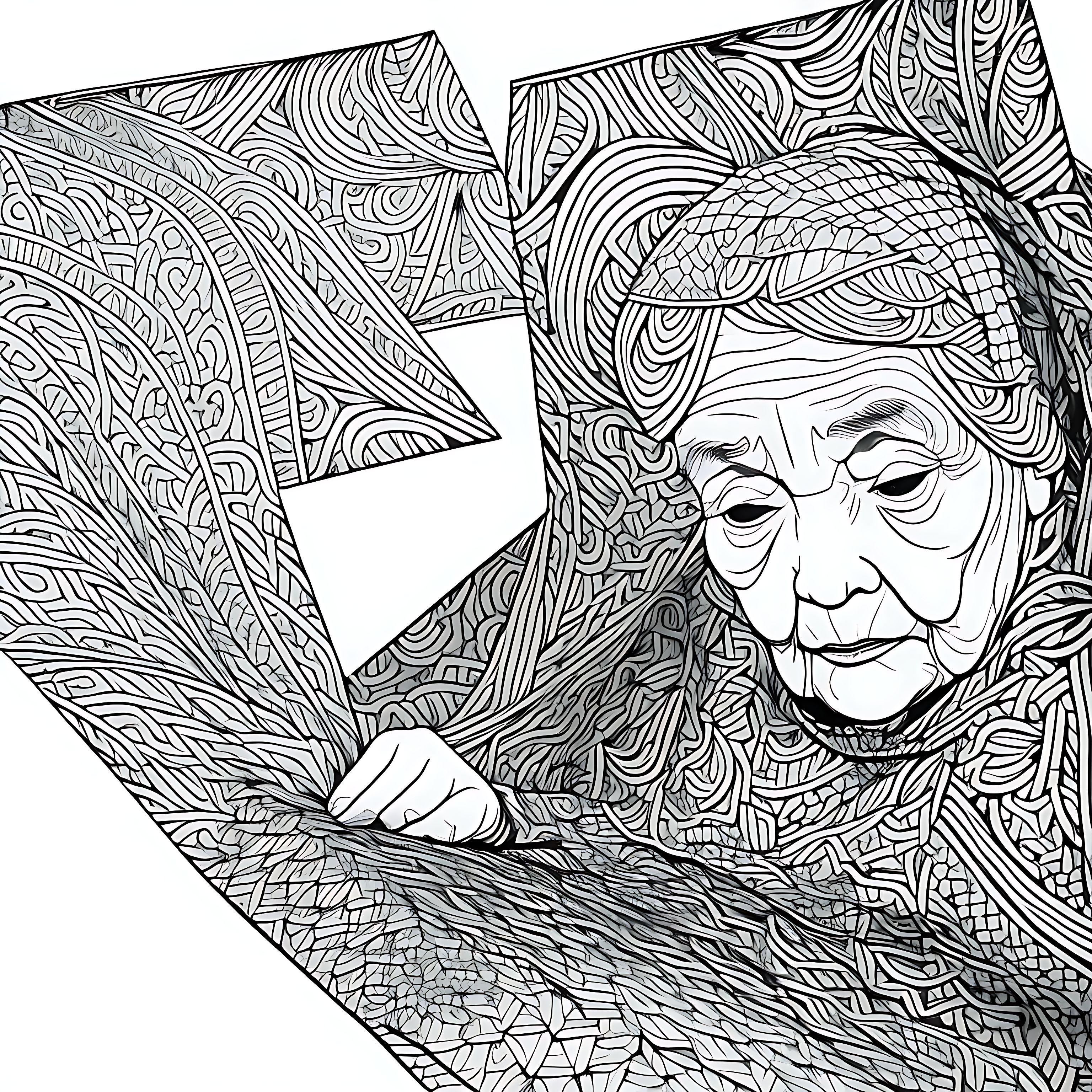 Mshare old woman is folding origami paper