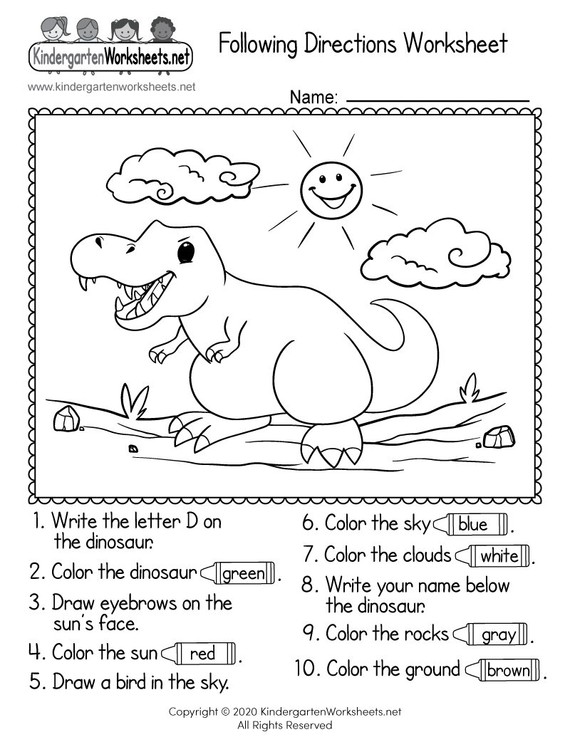 Following directions worksheet