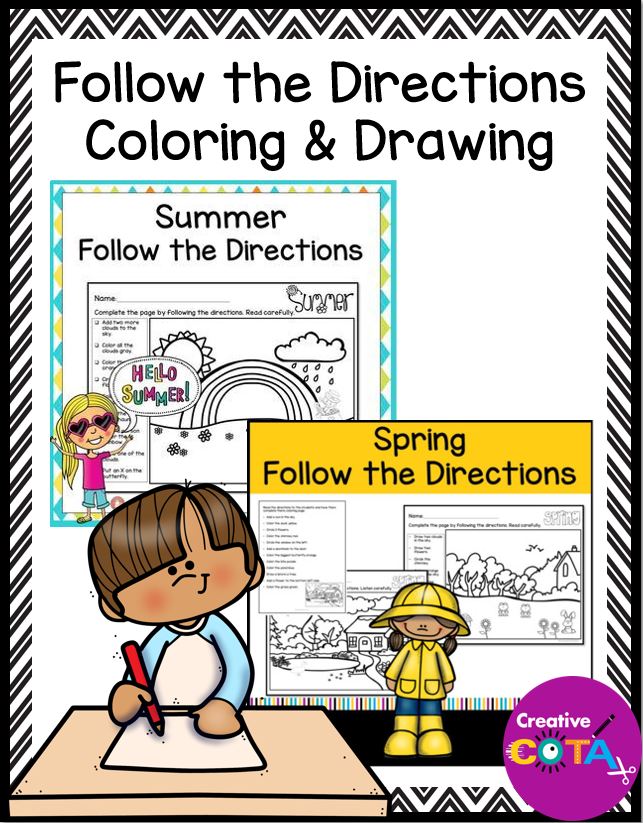 Spring and summer follow the directions coloring pages for listening skills made by teachers