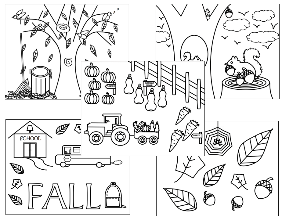 Following directions coloring sheets fall and step directions made by teachers