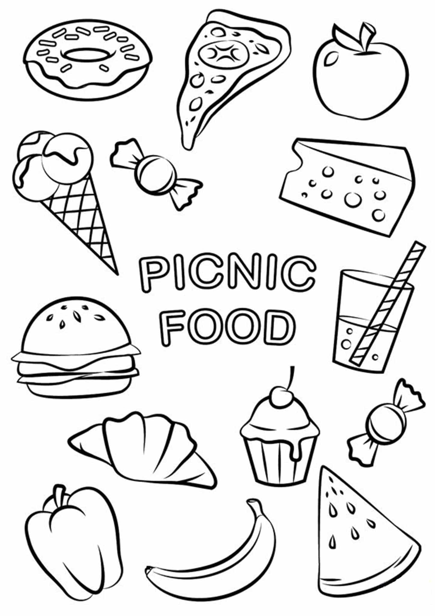 Free easy to print food coloring pages