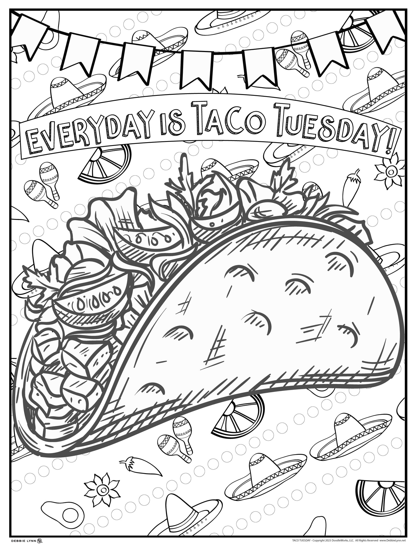 Tacos personalized giant coloring poster x â debbie lynn