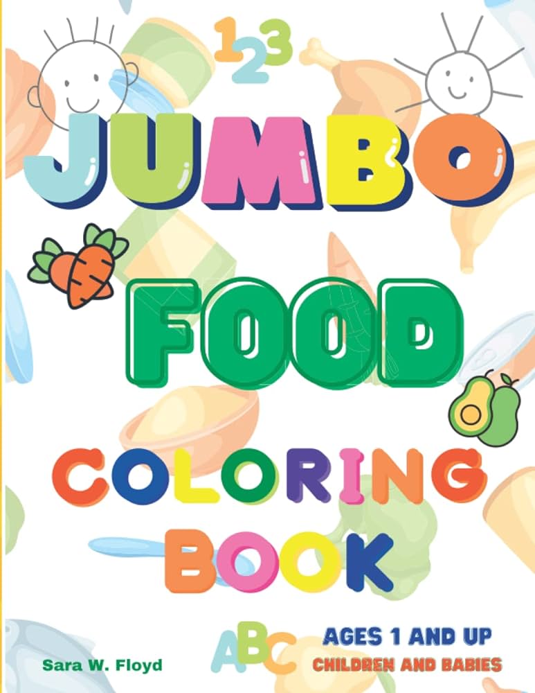 Jumbo food loring book loring pages large giant easy simple food and drink picture loring