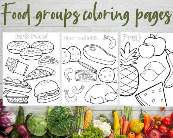 Food groups coloring pages for kids and adults