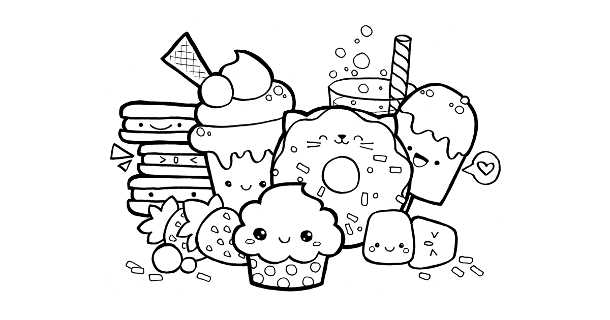 Kawaii food doodle coloring page scarabocchi kawaii disegni da colorare con animali disegni kawaii