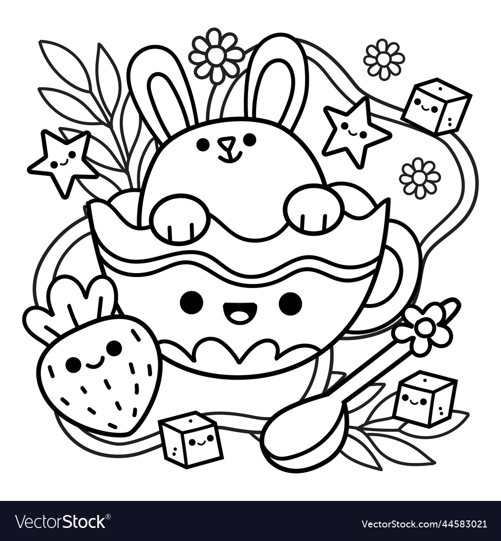 Hand drawn kawaii coloring book royalty free vector image