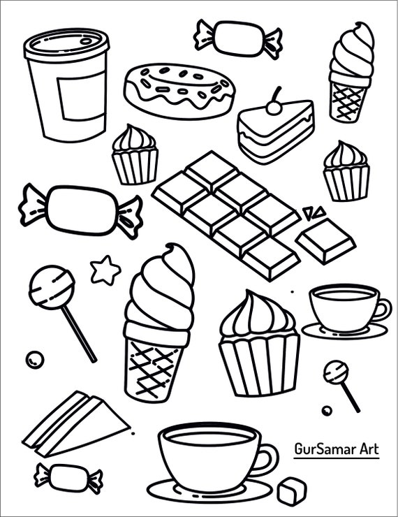 Foods hd coloring pages coloring pages instant download print instant pdf learn with color page photo