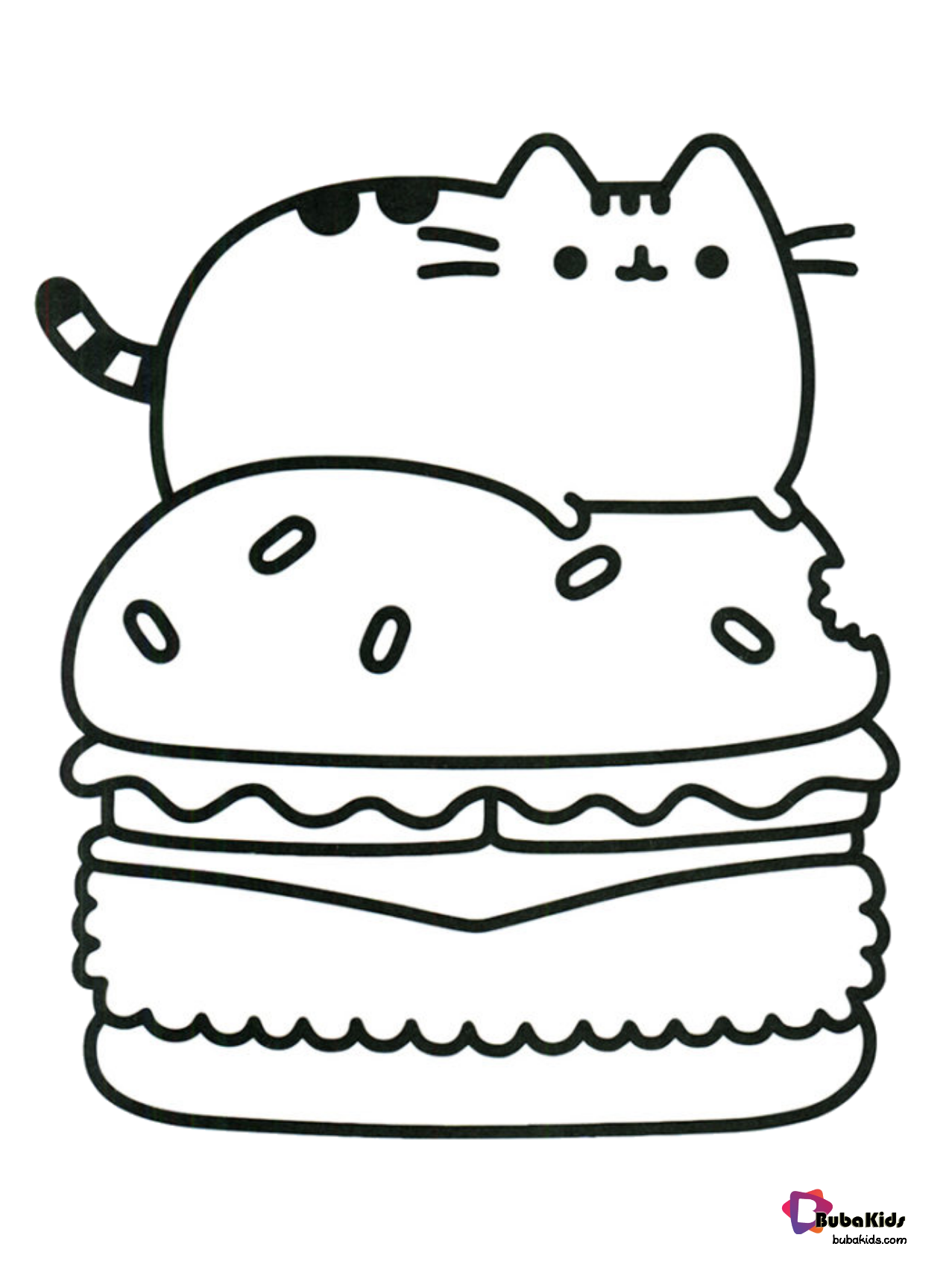 Cute pusheen cat eating burger coloring page collection of cartoon coloring pages for teenaâ pusheen coloring pages cartoon coloring pages cute coloring pages