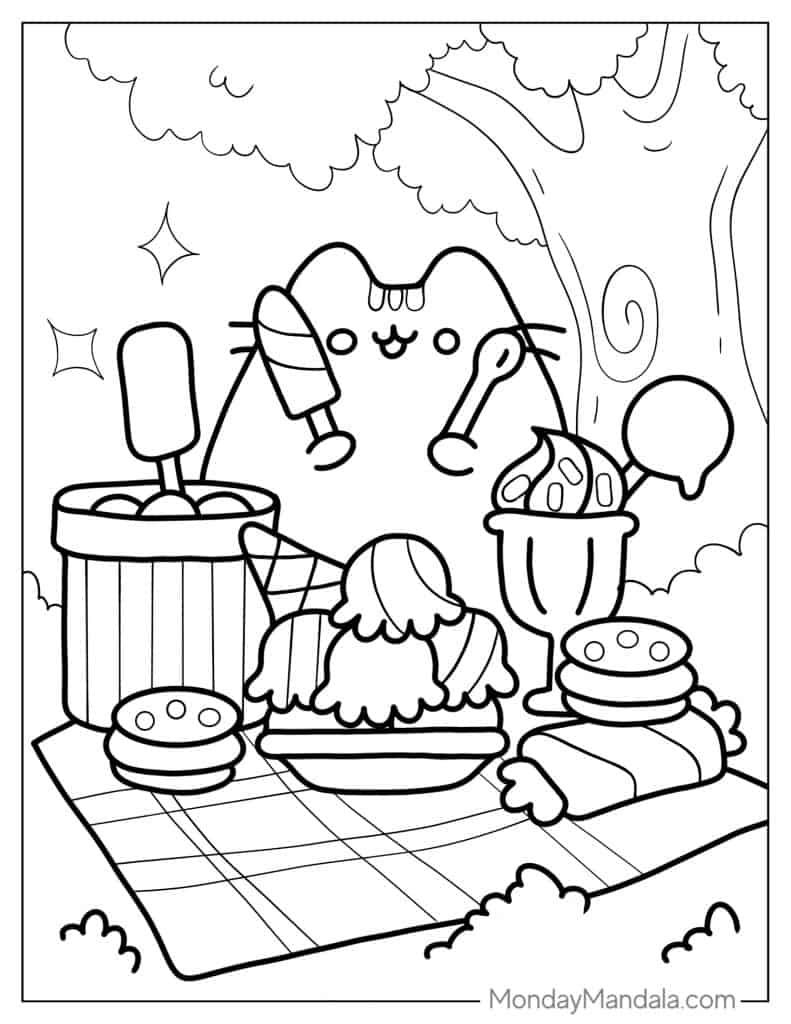 Pusheen coloring pages free pdf printables