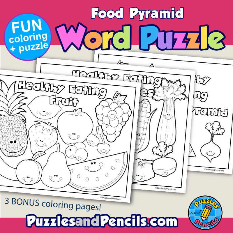 Food pyramid word search puzzle activity and coloring healthy eating wordsearch made by teachers