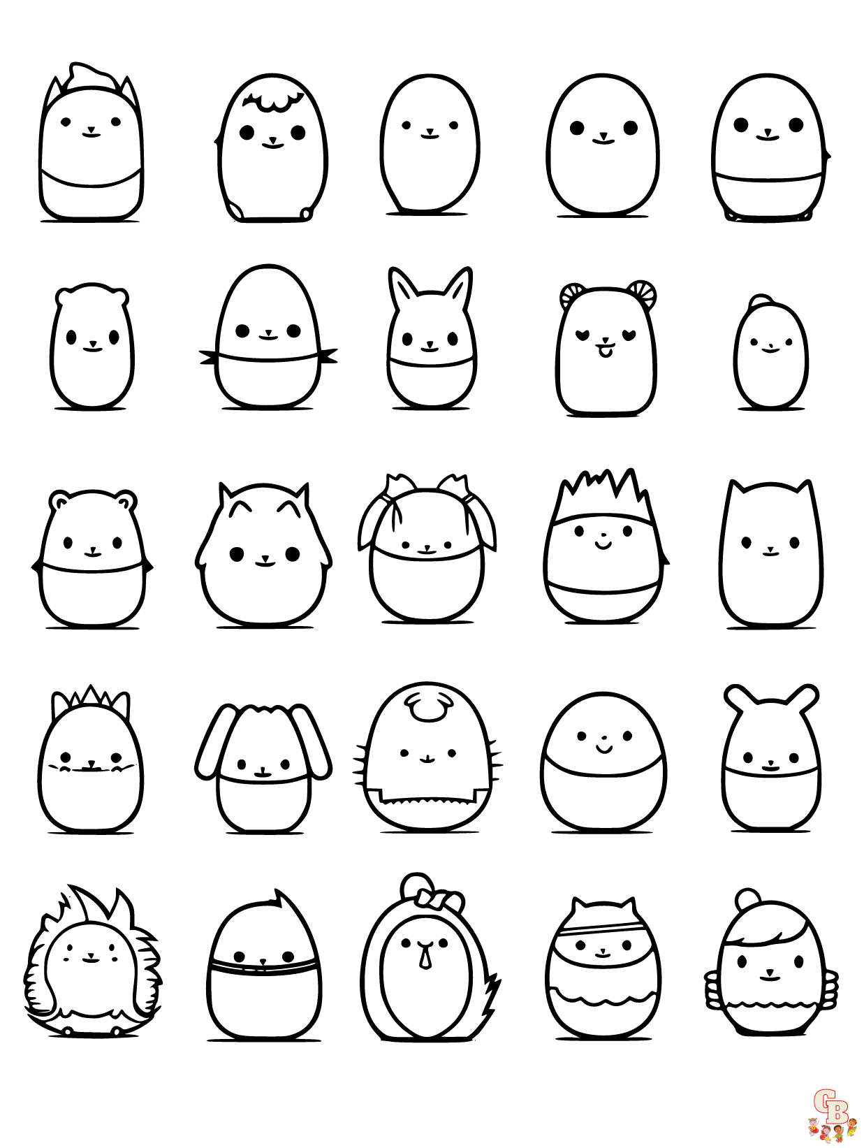 Squishmallows coloring pages for kids free printable sheets