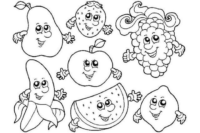 Fruit with faces coloring food with face coloring sheets fruit coloring pages cartoon coloring pages coloring books