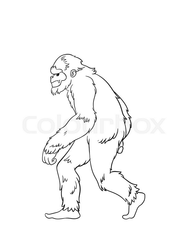 Big foot isolated coloring page for kids stock vector