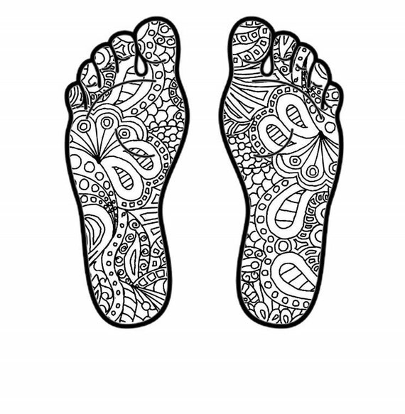 Zentangle feet pdf coloring page